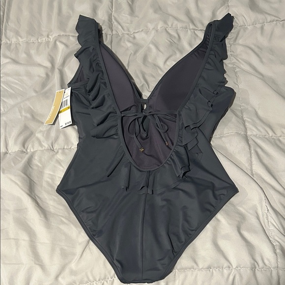 Michael Kors Charcoal Ruffle Swimsuit - Picture 5 of 6